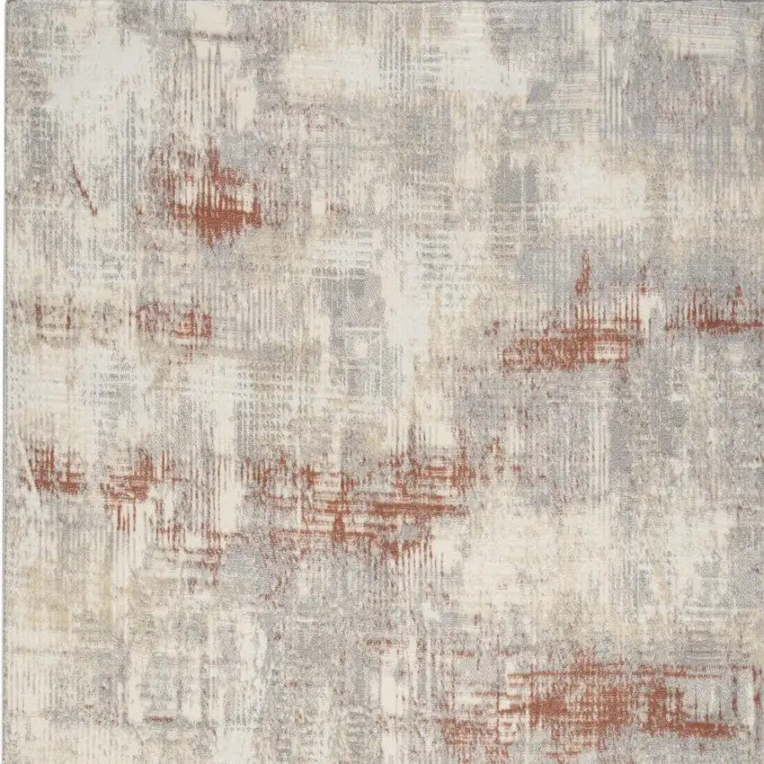 7' Gray Abstract Runner Rug Photo 4