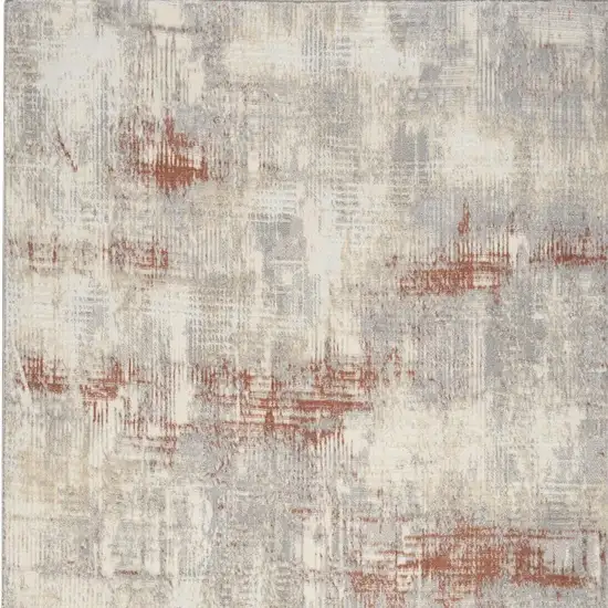 7' Gray Abstract Runner Rug Photo 4