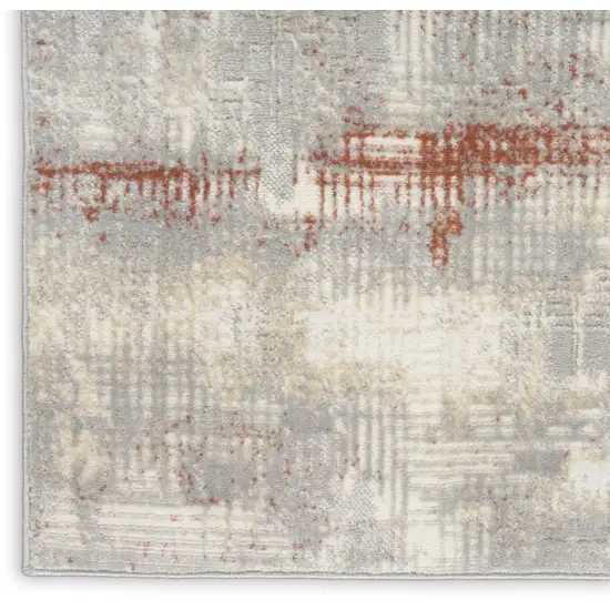 7' Gray Abstract Runner Rug Photo 9