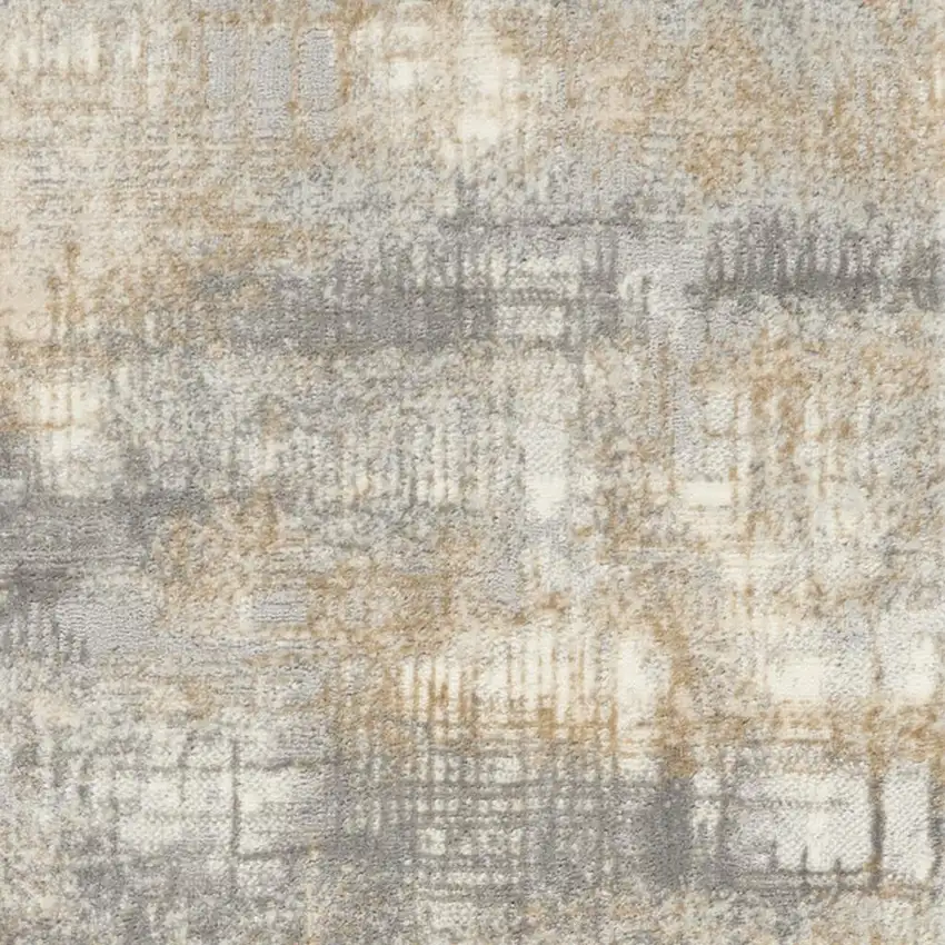 7' Gray Abstract Runner Rug Photo 3