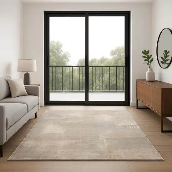 7' Gray Abstract Runner Rug Photo 1