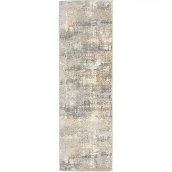 7' Gray Abstract Runner Rug Photo 2