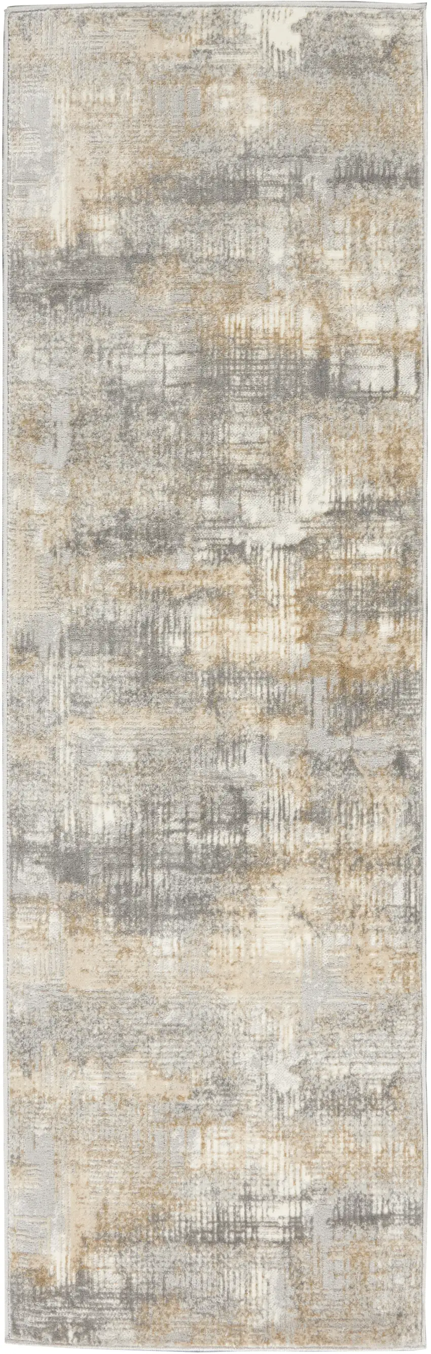 7' Gray Abstract Runner Rug Photo 2