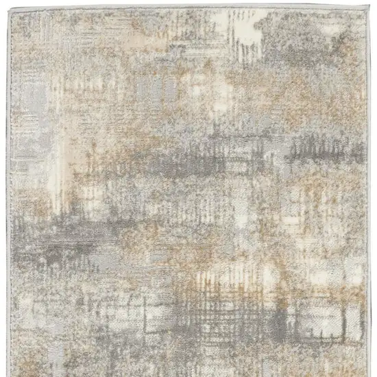 7' Gray Abstract Runner Rug Photo 4