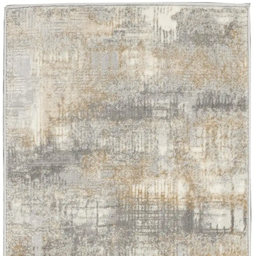7' Gray Abstract Runner Rug Photo 4
