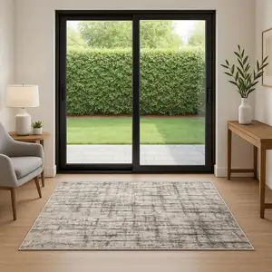 Photo of 7' Gray Abstract Runner Rug