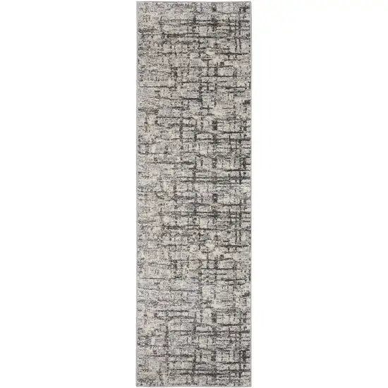 7' Gray Abstract Runner Rug Photo 5