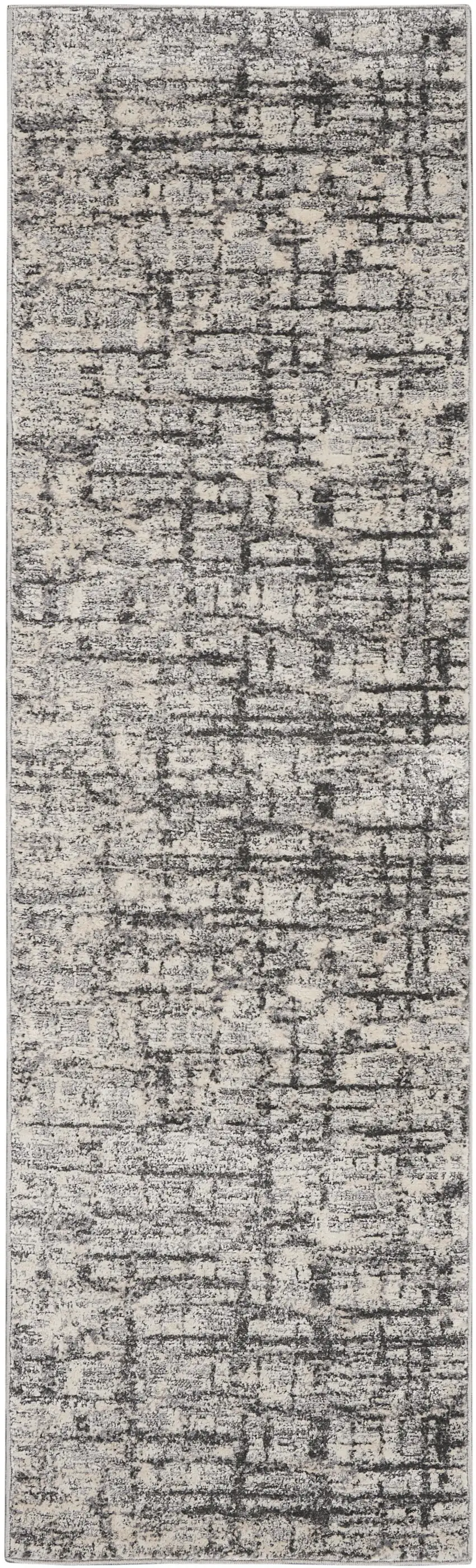 7' Gray Abstract Runner Rug Photo 5