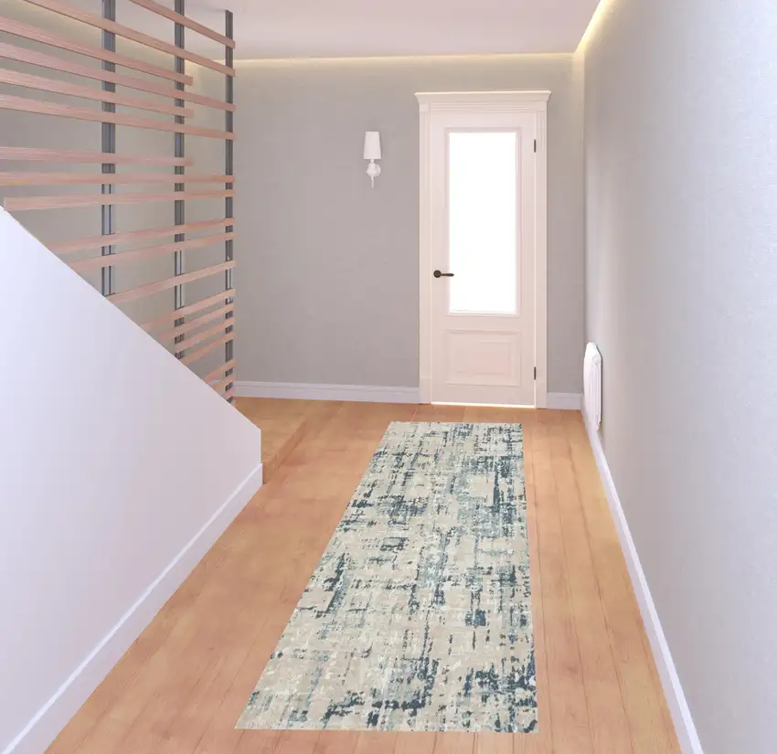 8' Gray Abstract Runner Rug Photo 2