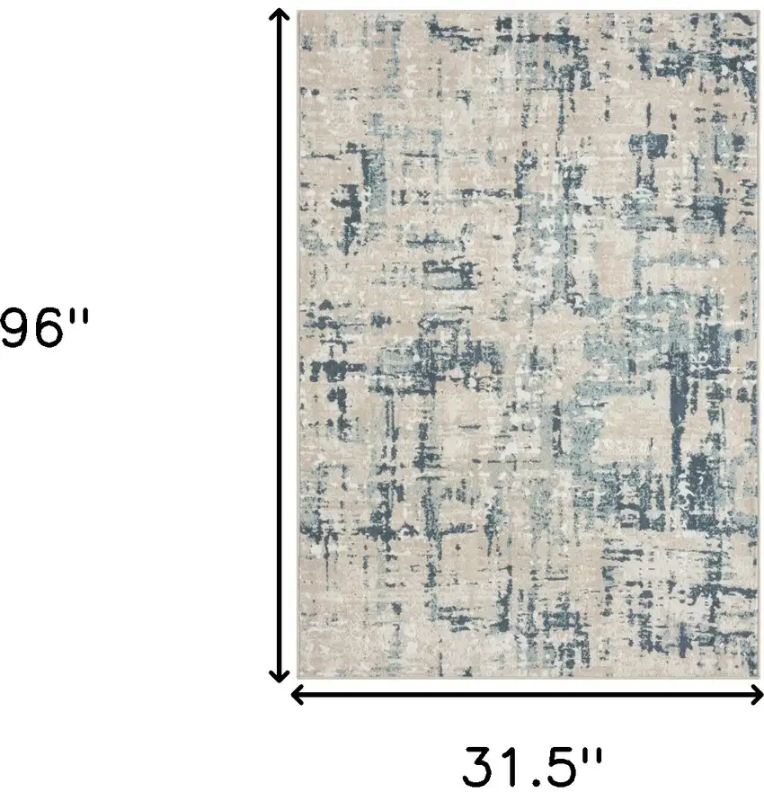 8' Gray Abstract Runner Rug Photo 9