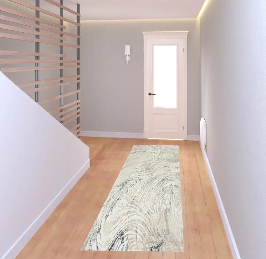 8' Gray Abstract Runner Rug Photo 2