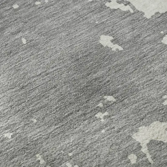 8' Gray And Beige Abstract Washable Round Rug With UV Protection Photo 9