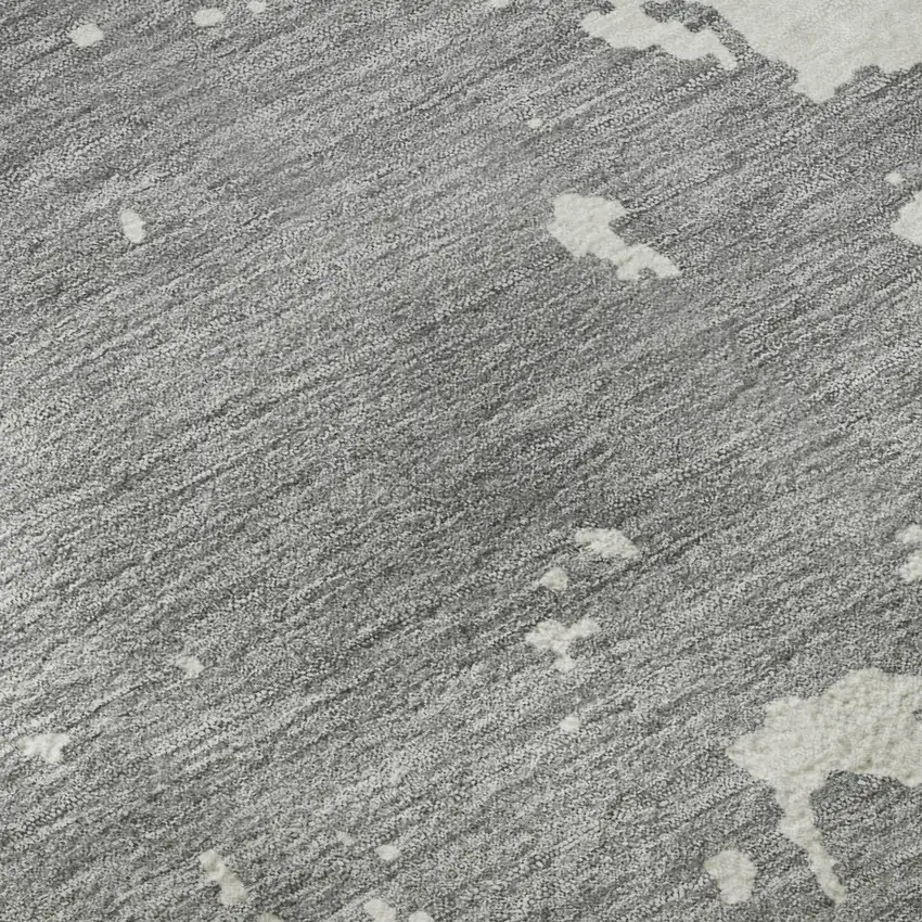 8' Gray And Beige Abstract Washable Round Rug With UV Protection Photo 9