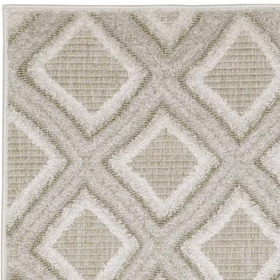 8' Gray And Beige Diamond Runner Rug Photo 6