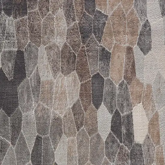 18' Gray And Beige Geometric Runner Rug Photo 3