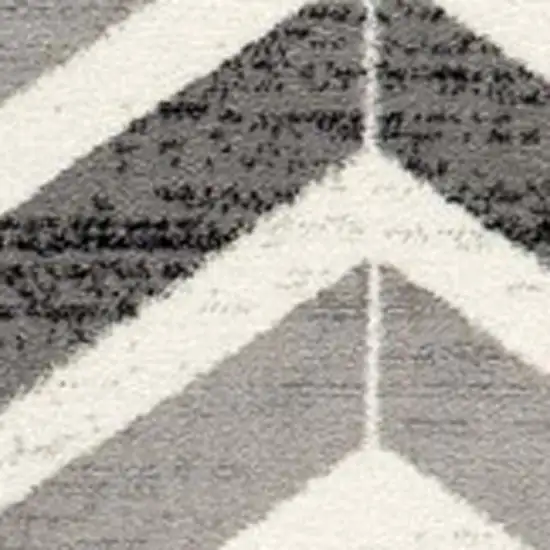 9' Gray And Beige Geometric Runner Rug Photo 3