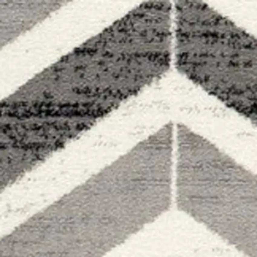 9' Gray And Beige Geometric Runner Rug Photo 3