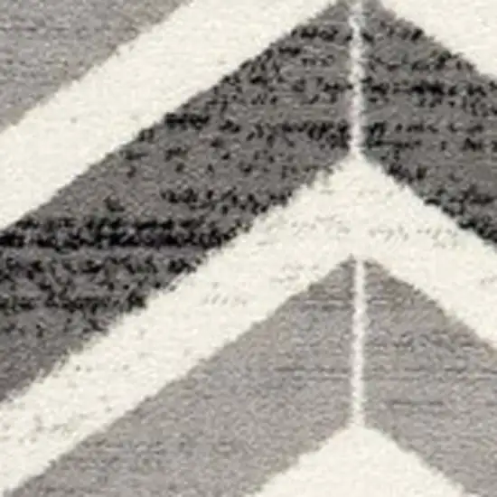 9' Gray And Beige Geometric Runner Rug Photo 7