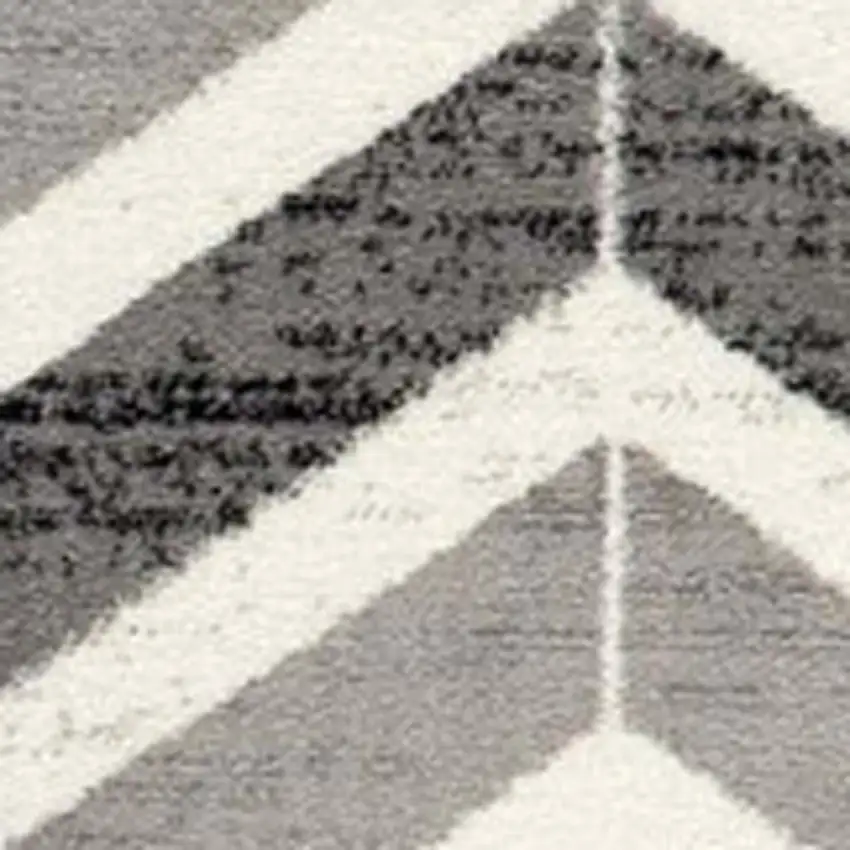 9' Gray And Beige Geometric Runner Rug Photo 7