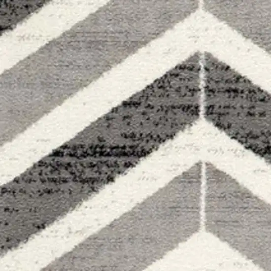 9' Gray And Beige Geometric Runner Rug Photo 4