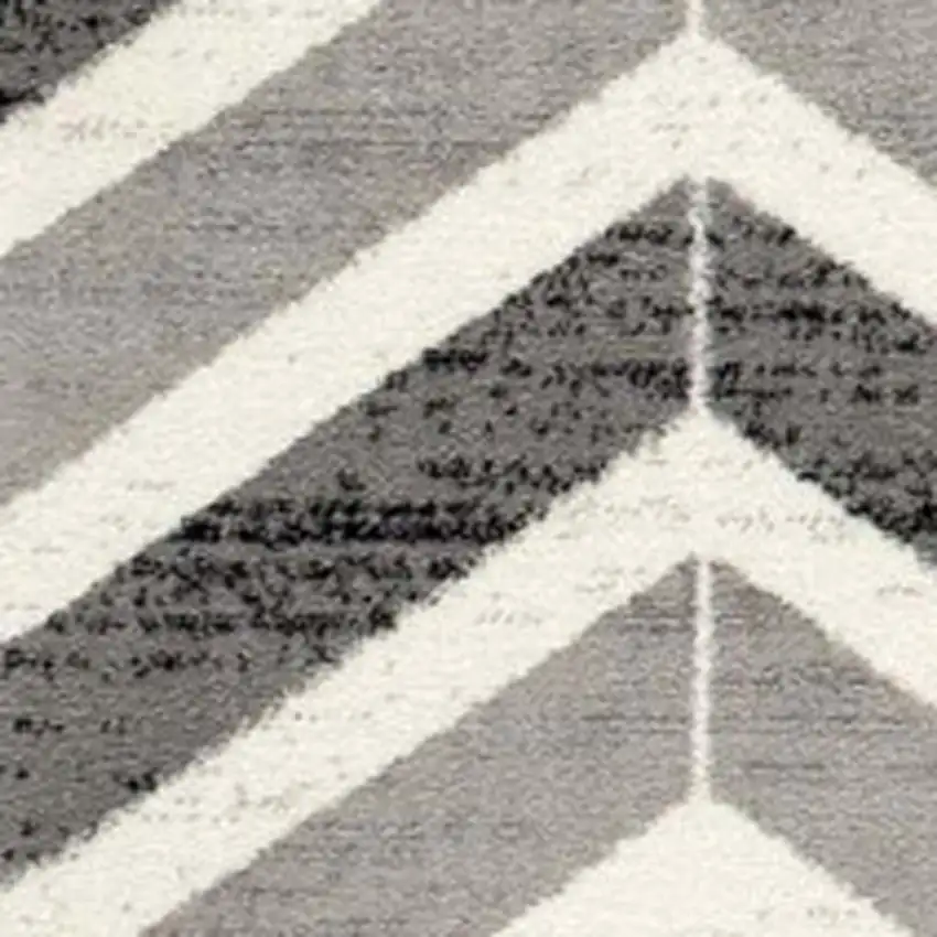9' Gray And Beige Geometric Runner Rug Photo 4