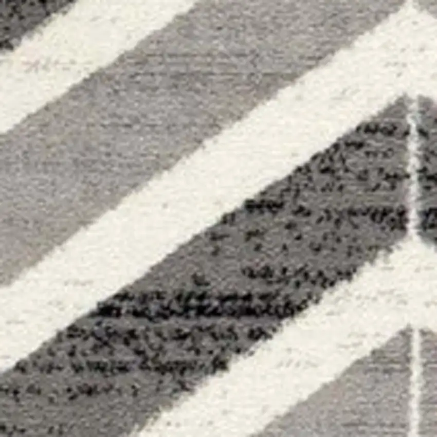 7' Gray And Beige Geometric Runner Rug Photo 4