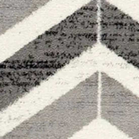 7' Gray And Beige Geometric Runner Rug Photo 4