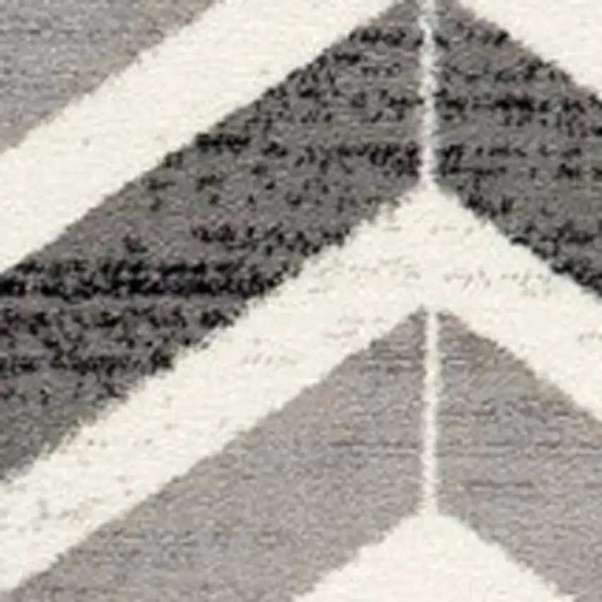 7' Gray And Beige Geometric Runner Rug Photo 4