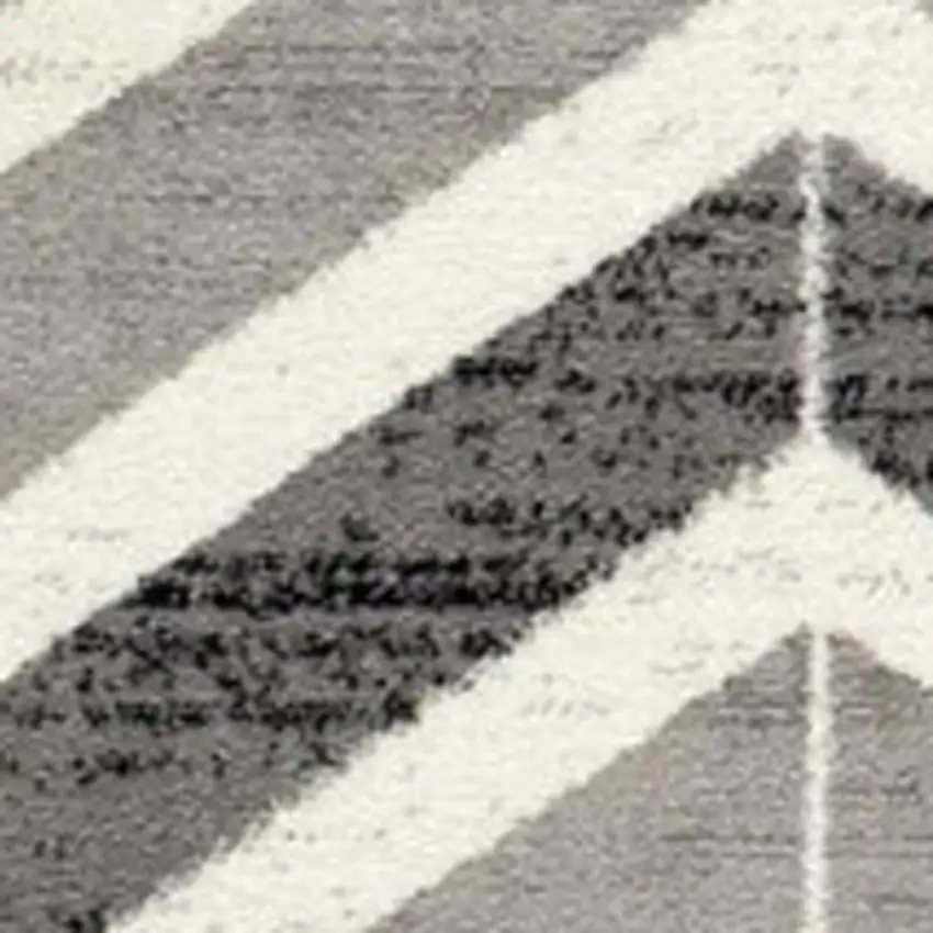 18' Gray And Beige Geometric Runner Rug Photo 7