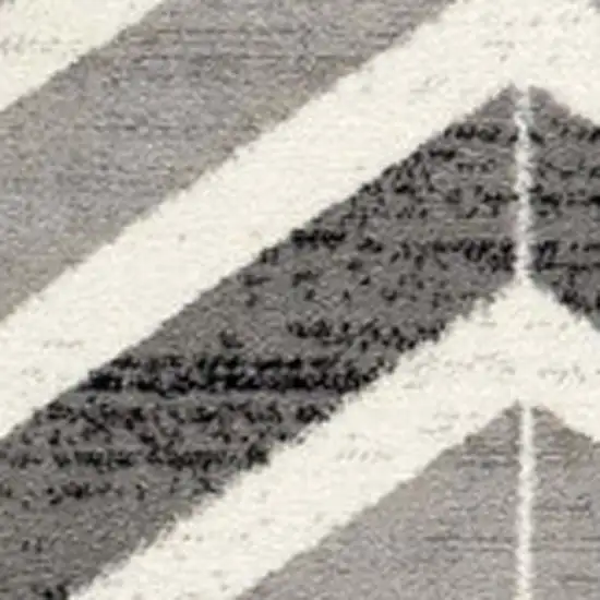 18' Gray And Beige Geometric Runner Rug Photo 7