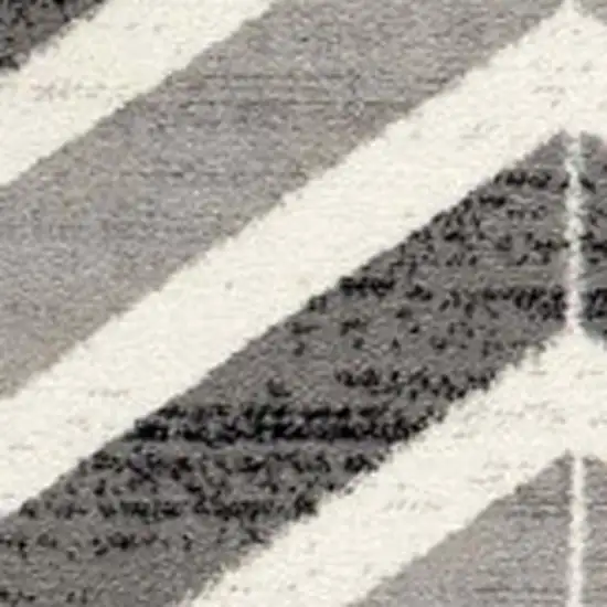 18' Gray And Beige Geometric Runner Rug Photo 5