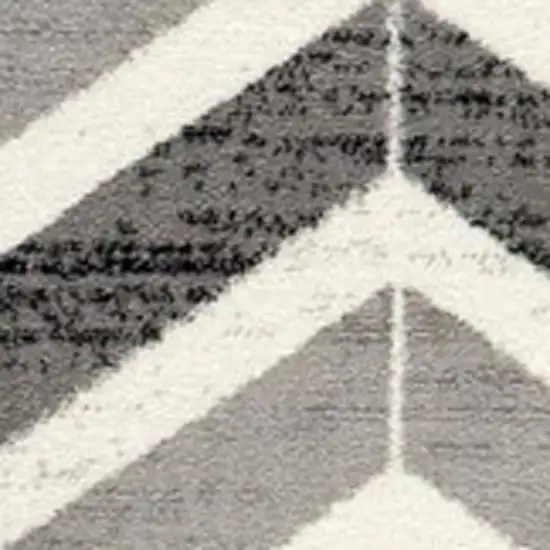 16' Gray And Beige Geometric Runner Rug Photo 4