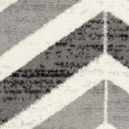 14' Gray And Beige Geometric Runner Rug Photo 4