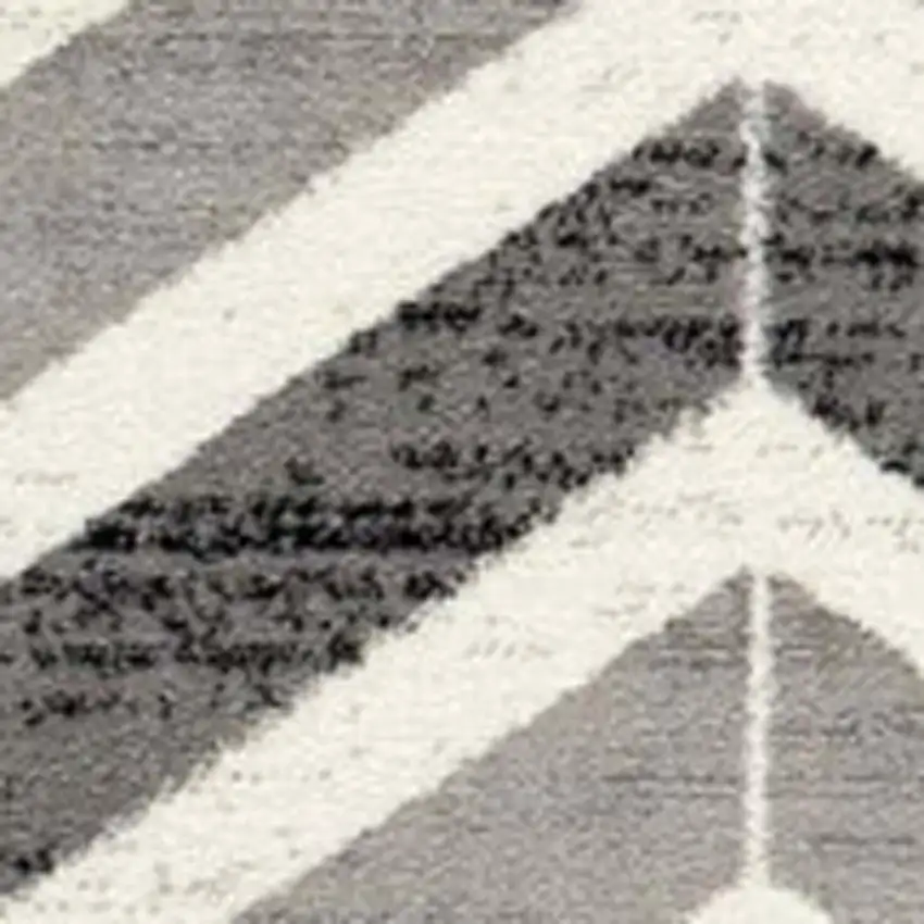 14' Gray And Beige Geometric Runner Rug Photo 4