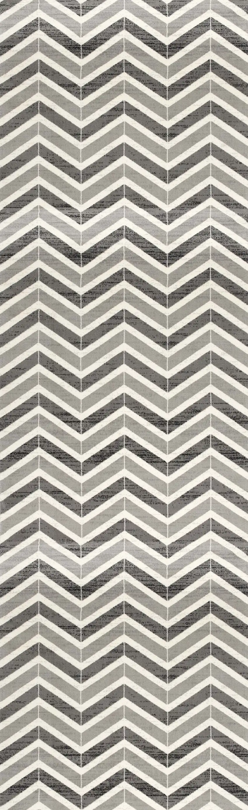 14' Gray And Beige Geometric Runner Rug Photo 2