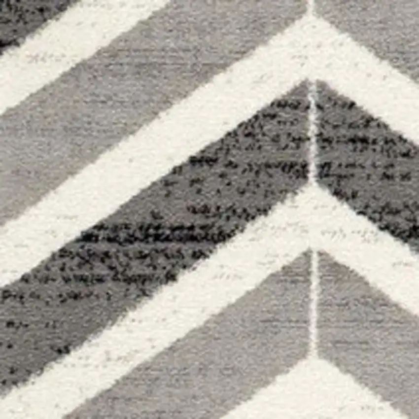 14' Gray And Beige Geometric Runner Rug Photo 4