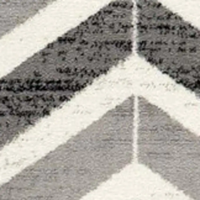 11' Gray And Beige Geometric Runner Rug Photo 4