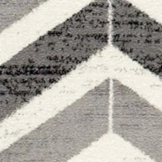 11' Gray And Beige Geometric Runner Rug Photo 4