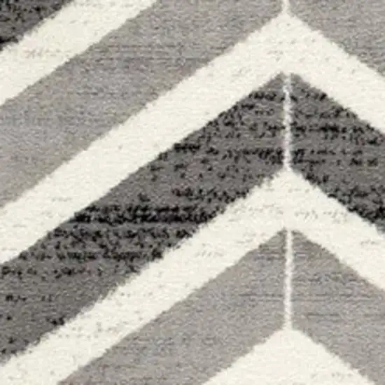 11' Gray And Beige Geometric Runner Rug Photo 3