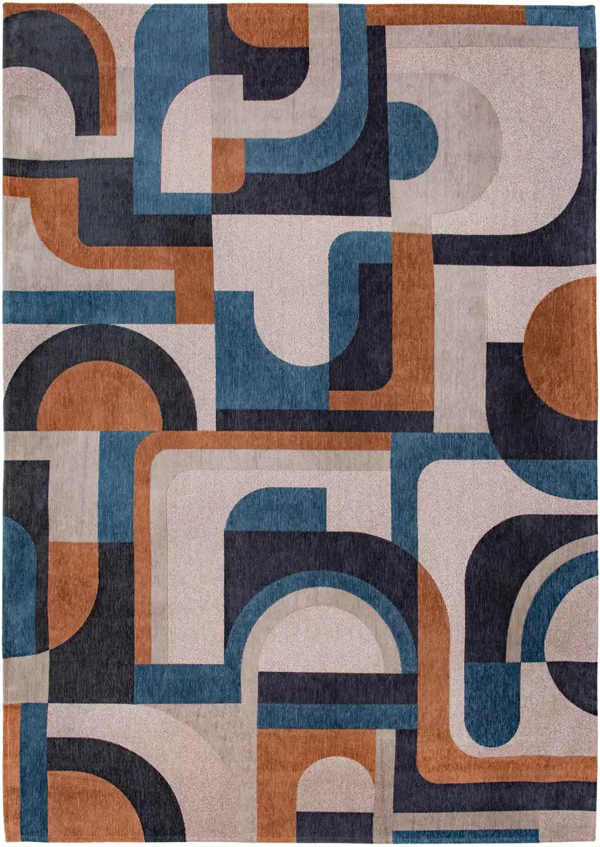 5' Gray And Beige Geometric ,Washable, Non Skid Round Rug Photo 5