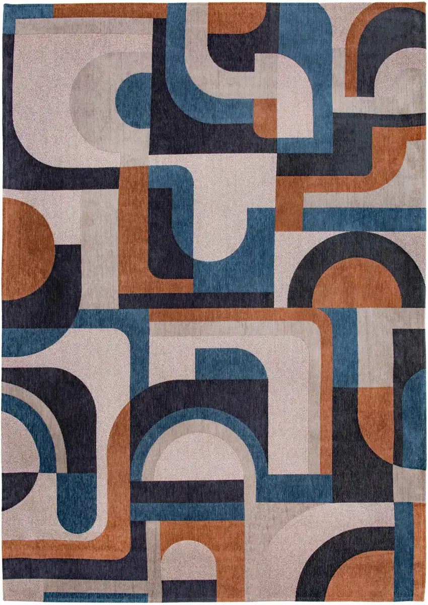 8' Gray And Beige Geometric Washable Round Rug Photo 2