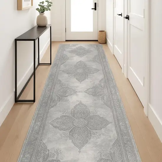 18' Gray And Beige Moroccan Runner Rug Photo 2
