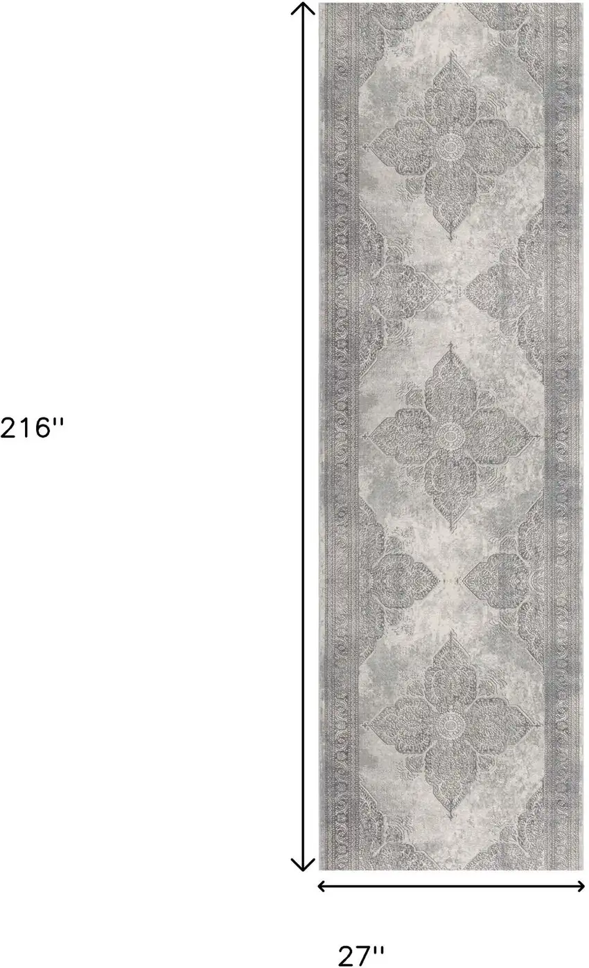18' Gray And Beige Moroccan Runner Rug Photo 9