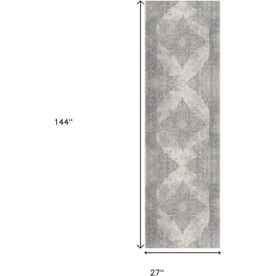 12' Gray And Beige Moroccan Runner Rug Photo 9