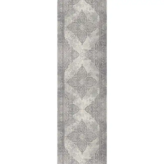 12' Gray And Beige Moroccan Runner Rug Photo 4