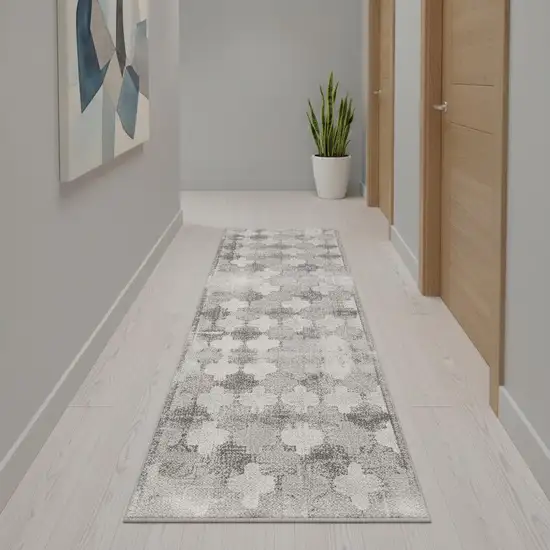 18' Gray And Beige Moroccan Runner Rug Photo 1