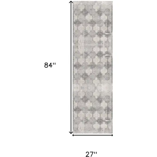 7' Gray And Beige Moroccan Runner Rug Photo 9