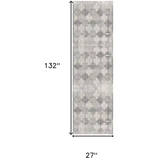 11' Gray And Beige Moroccan Runner Rug Photo 6