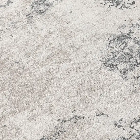 8' Gray And Beige Round Abstract Washable Indoor Outdoor Area Rug Photo 8