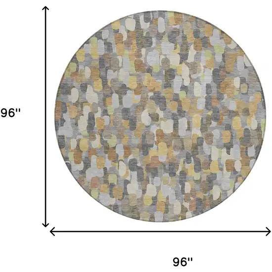 8' Gray And Beige Round Abstract Washable Indoor Outdoor Area Rug Photo 8